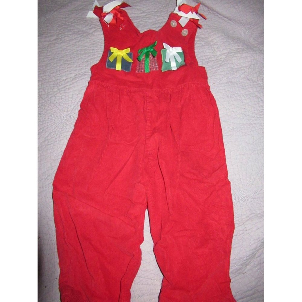 vguc Glorimont Christmas gift applique cord romper baby girl 10- 12 m
